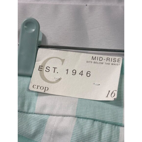 Cato Green White Checkered Plaid Capri Pants Mid Rise Size 16 New - Picture 4 of 7